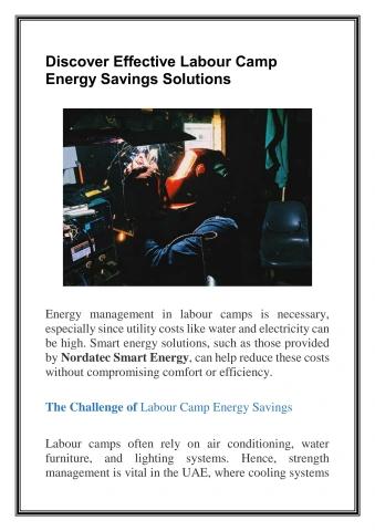 Discover Effective Labour Camp Energy Savings Solutions - Flipbook by Nordatec | FlipHTML5